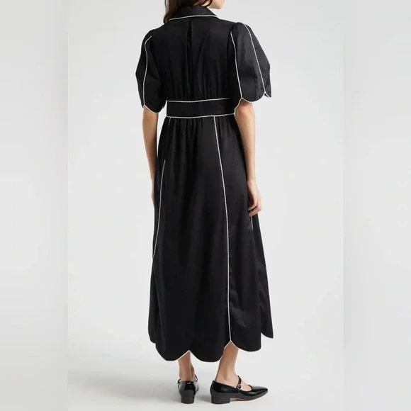 NEW FARM RIO Tie Belt Shirtdress black white size S B1045